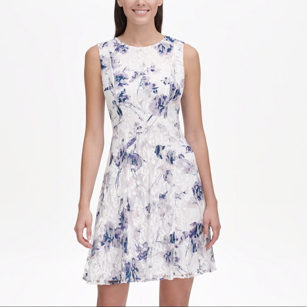 DKNY fit and flare lace dress